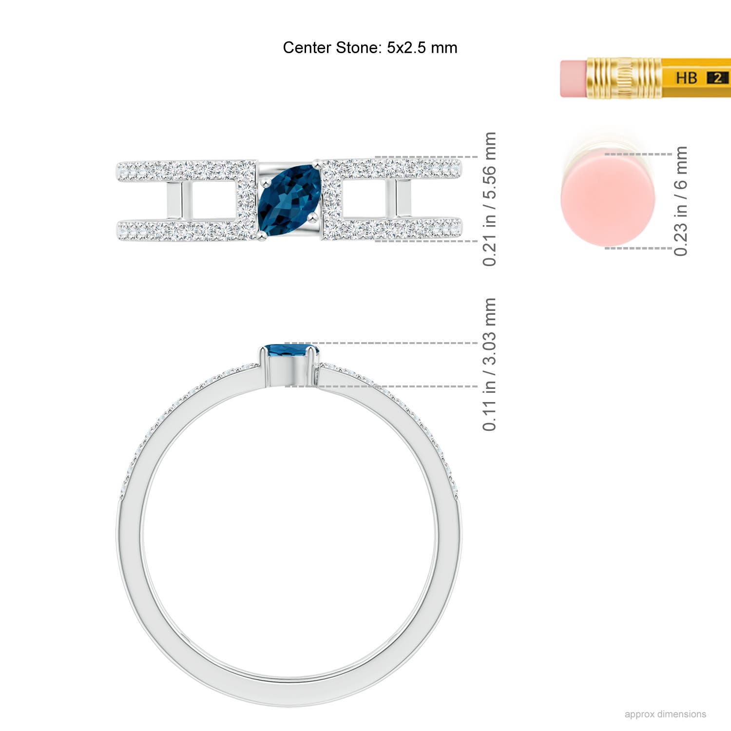 AAA - London Blue Topaz / 0.48 CT / 14 KT White Gold