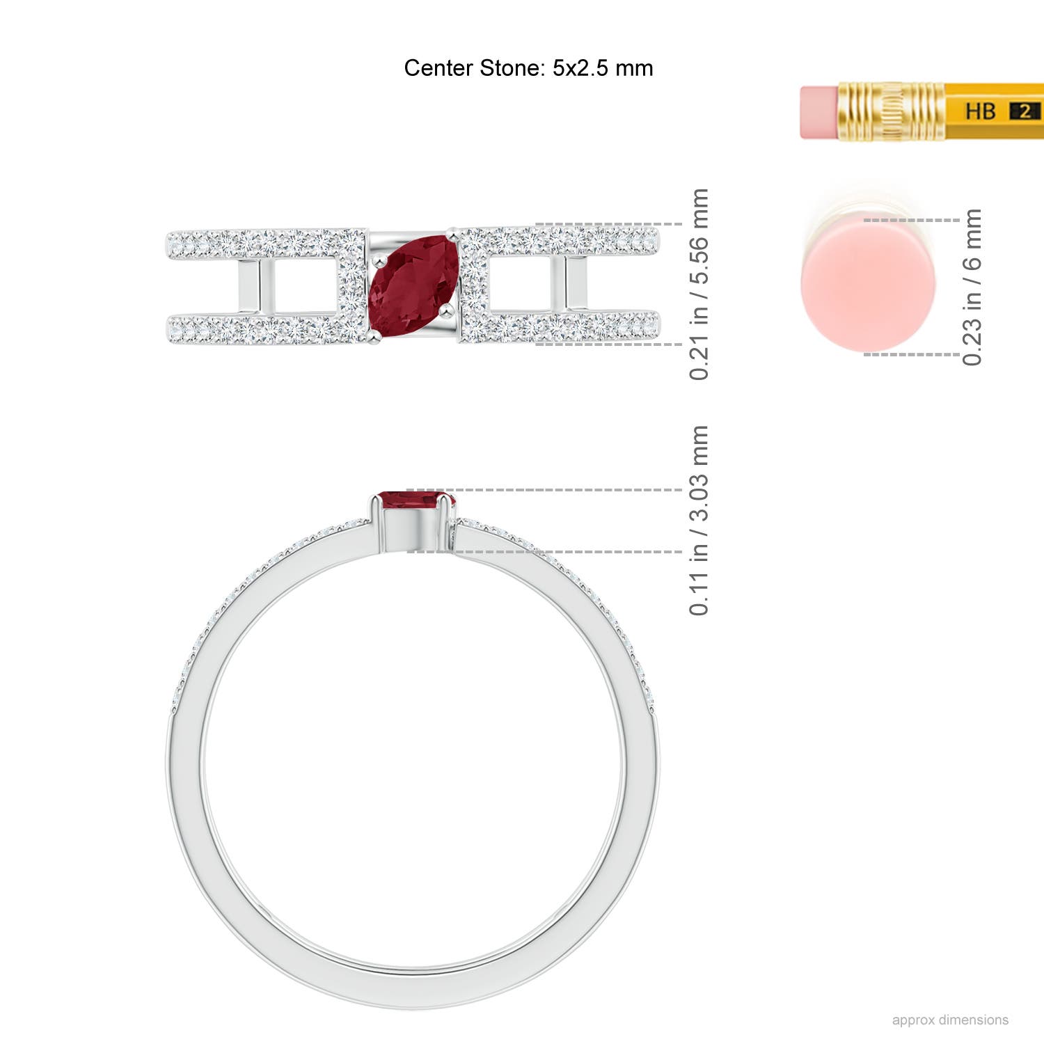 A - Ruby / 0.49 CT / 14 KT White Gold