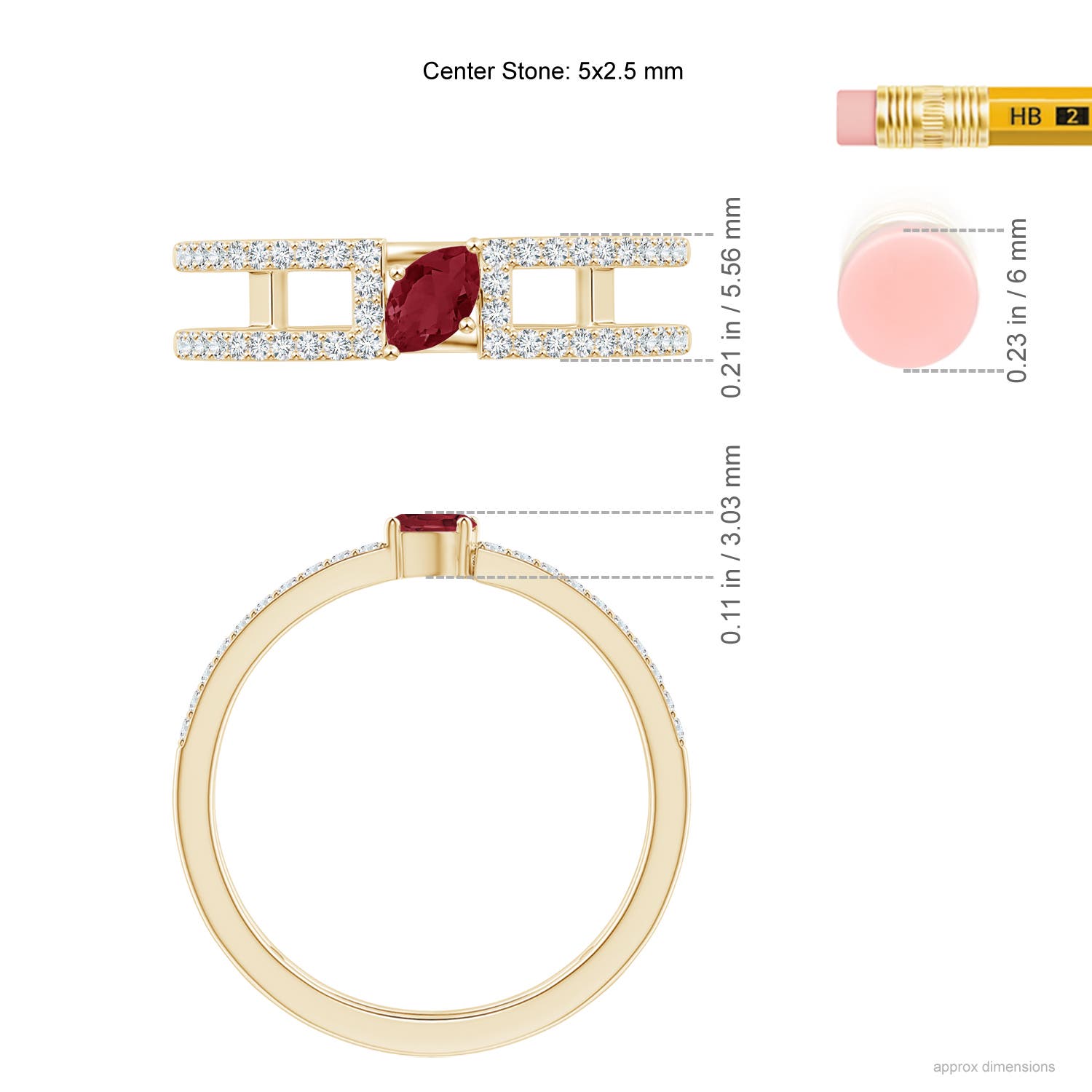 A - Ruby / 0.49 CT / 14 KT Yellow Gold