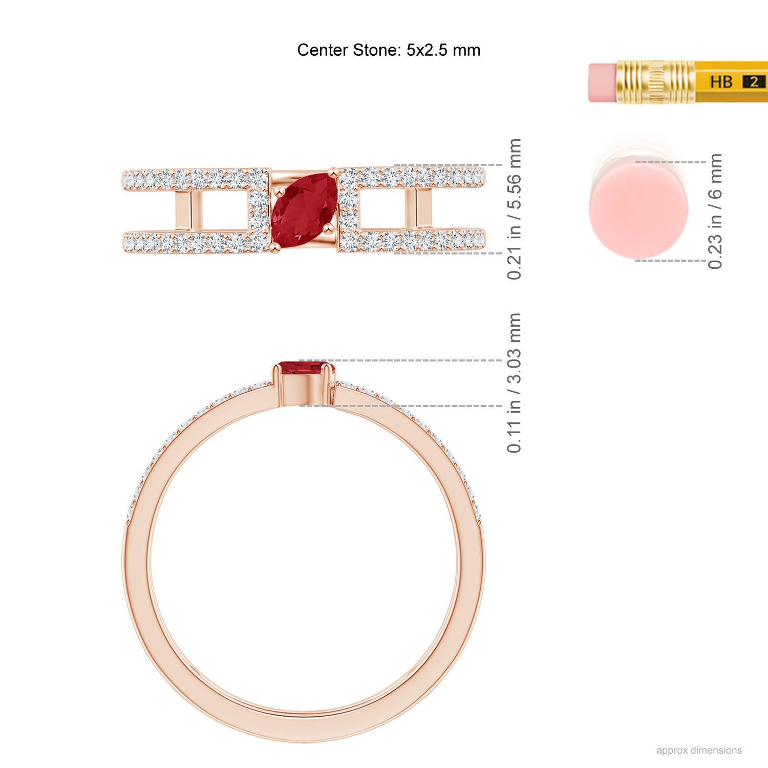 AA - Ruby / 0.49 CT / 14 KT Rose Gold