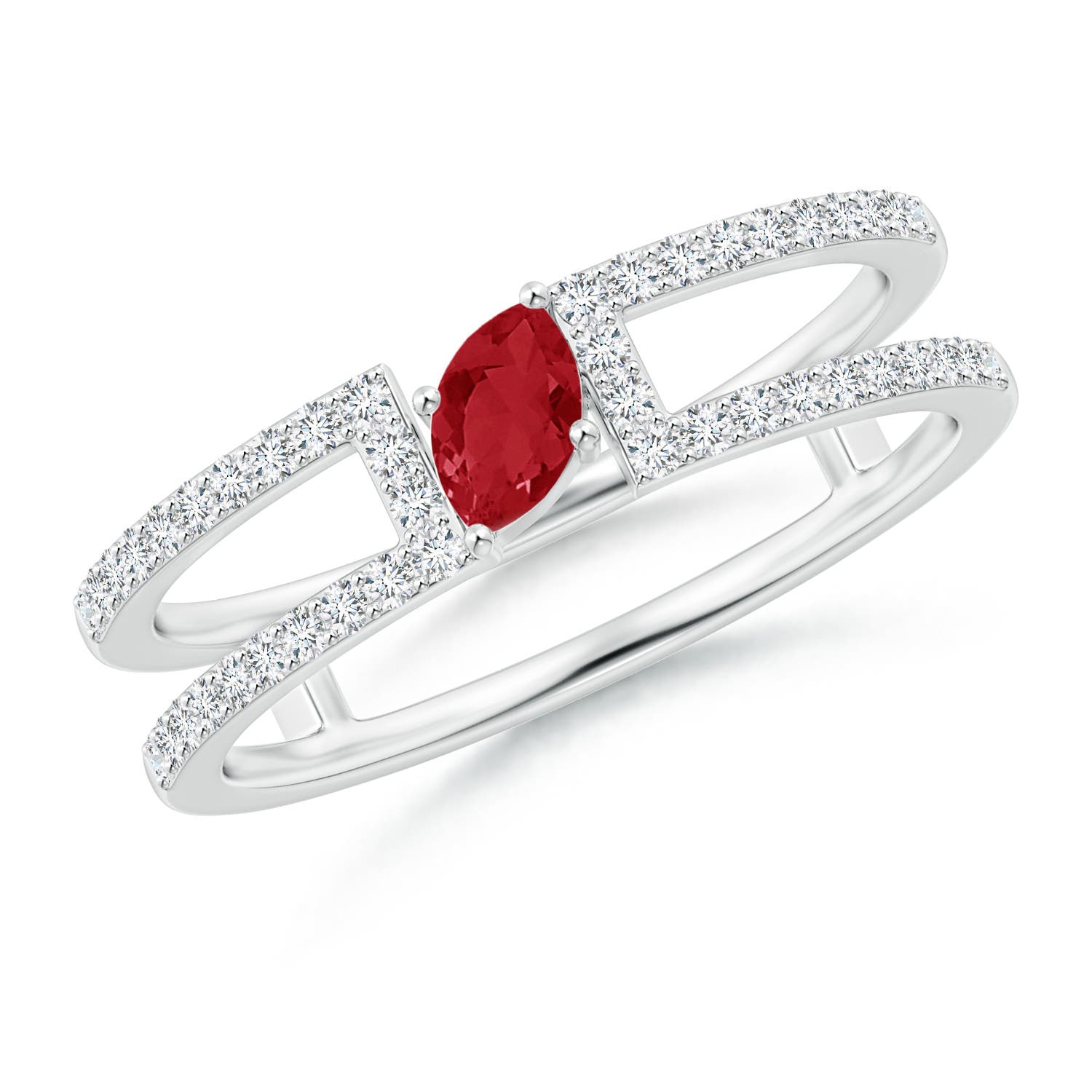 AA - Ruby / 0.49 CT / 14 KT White Gold