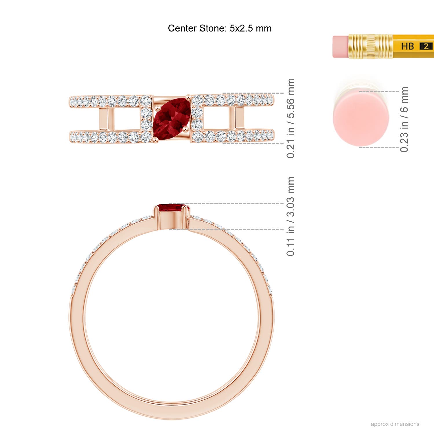 AAAA - Ruby / 0.49 CT / 14 KT Rose Gold