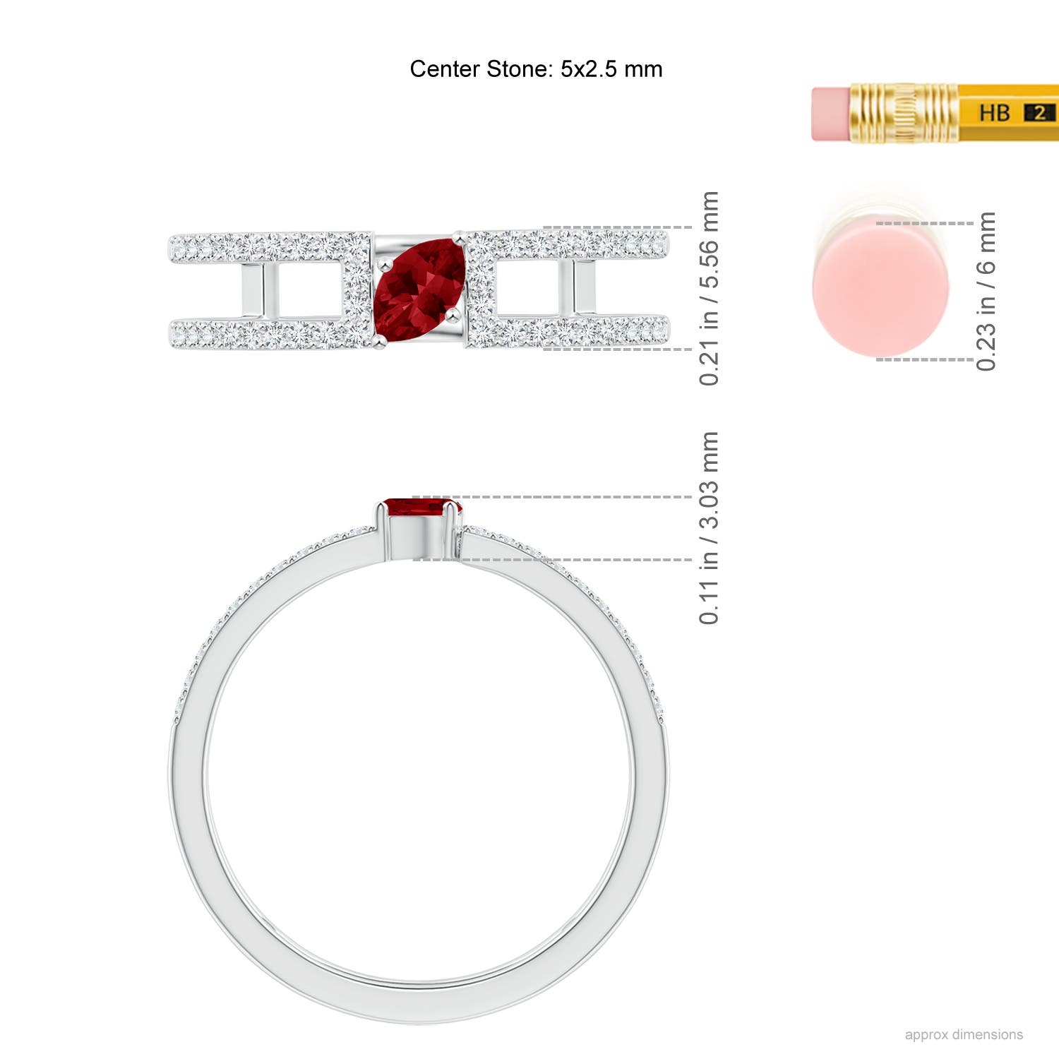 AAAA - Ruby / 0.49 CT / 14 KT White Gold