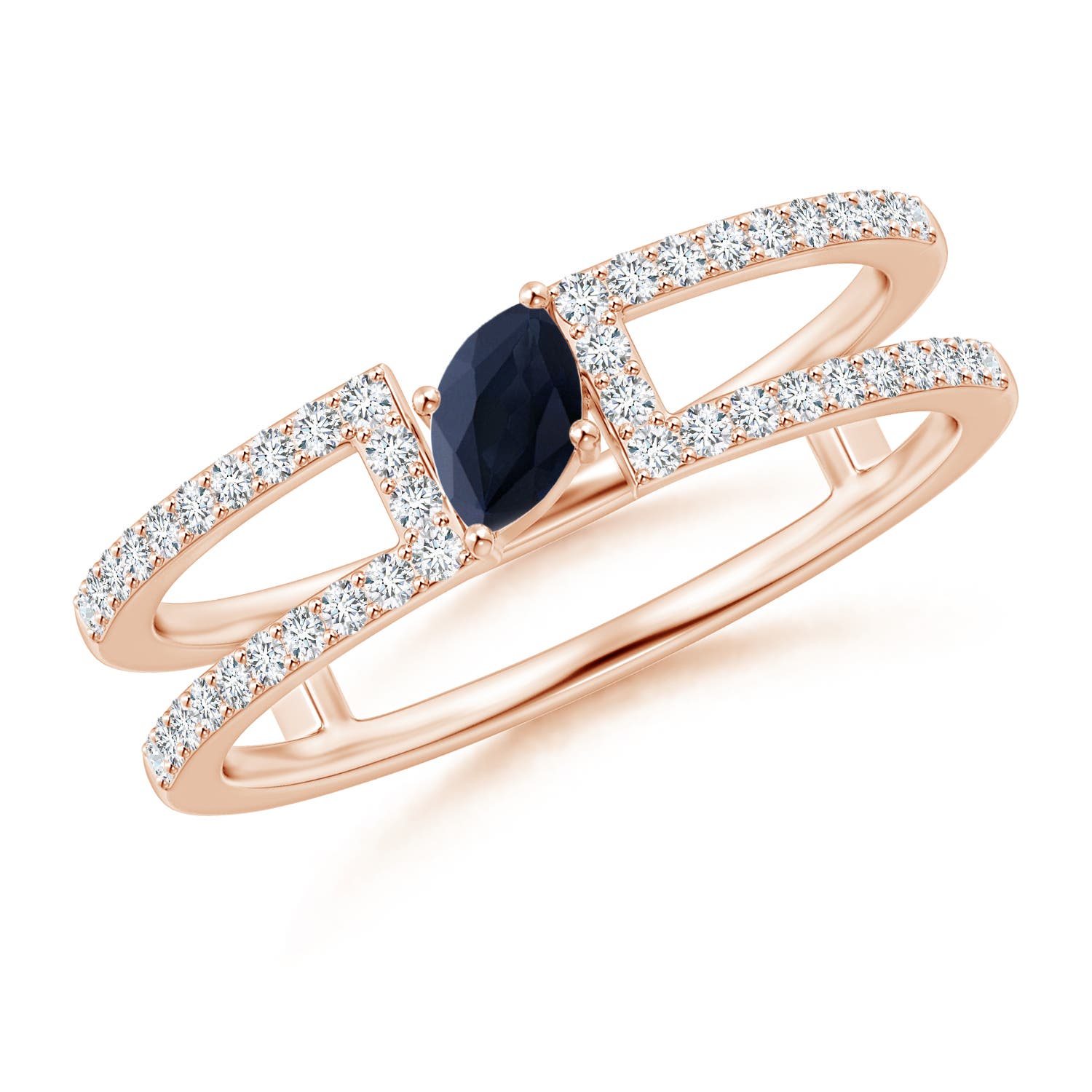 A - Blue Sapphire / 0.51 CT / 14 KT Rose Gold