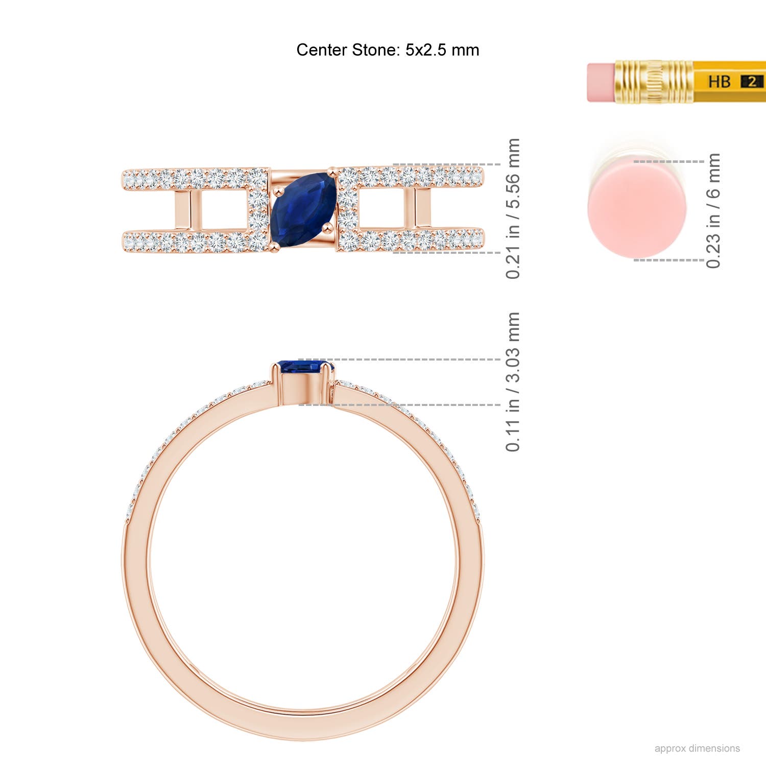 AA - Blue Sapphire / 0.51 CT / 14 KT Rose Gold