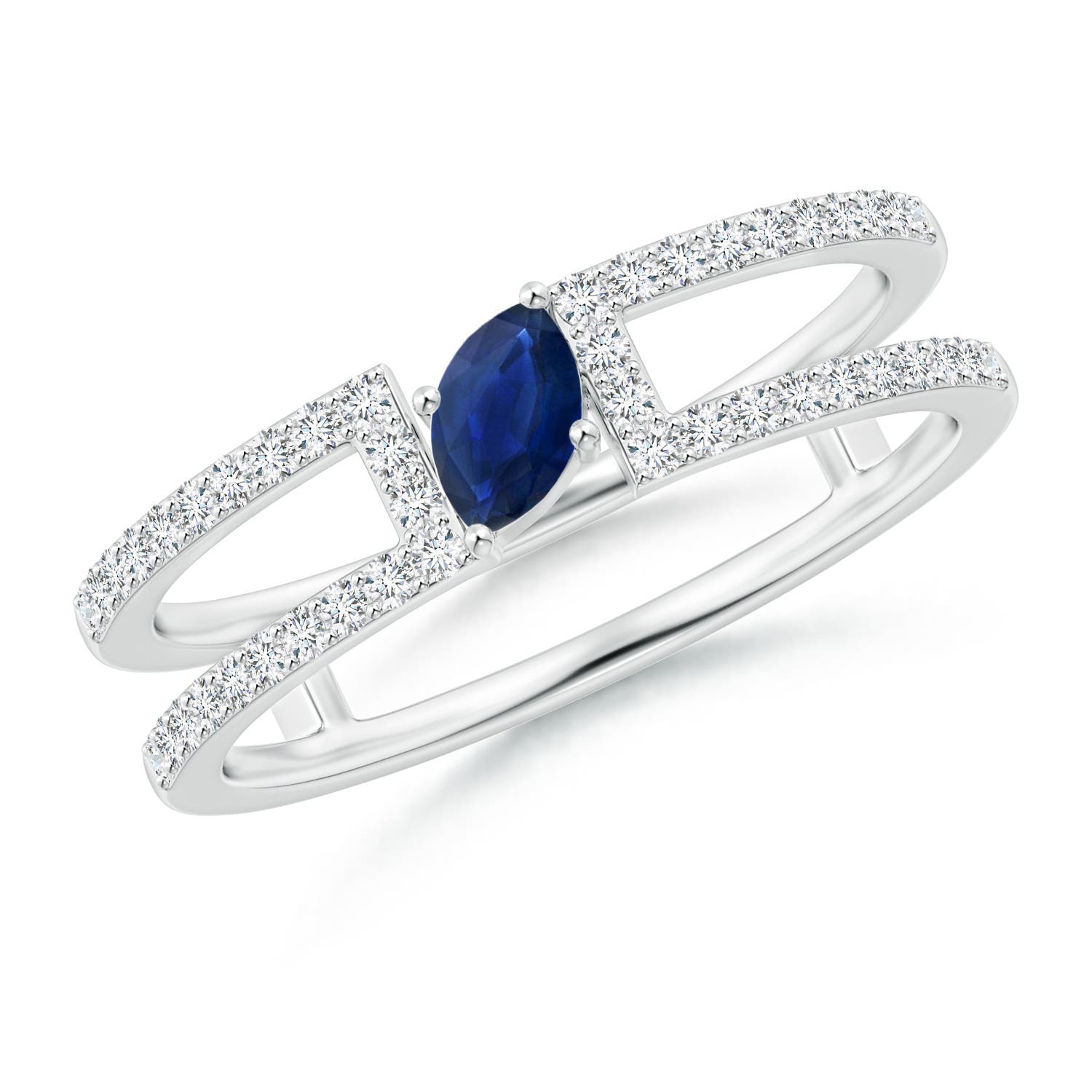 AA - Blue Sapphire / 0.51 CT / 14 KT White Gold