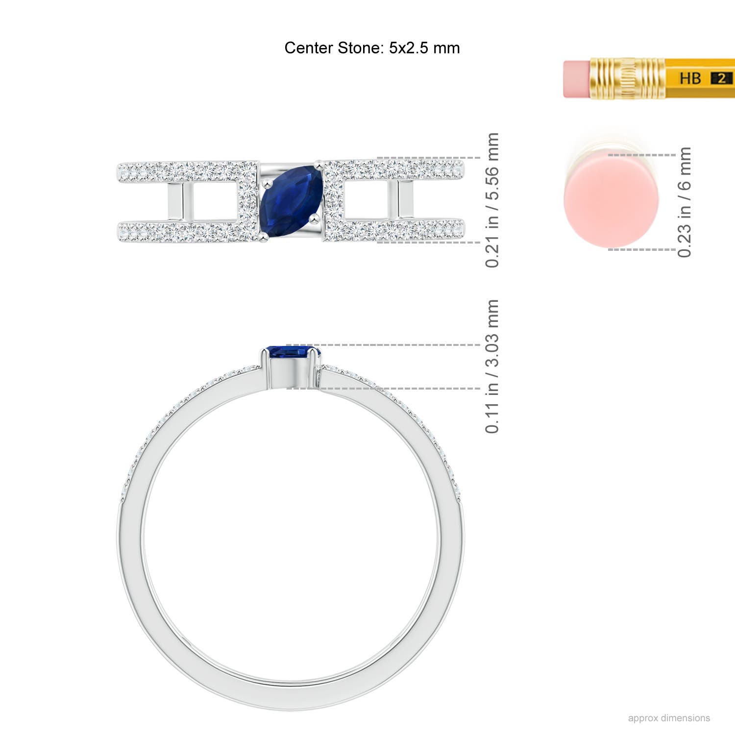 AA - Blue Sapphire / 0.51 CT / 14 KT White Gold