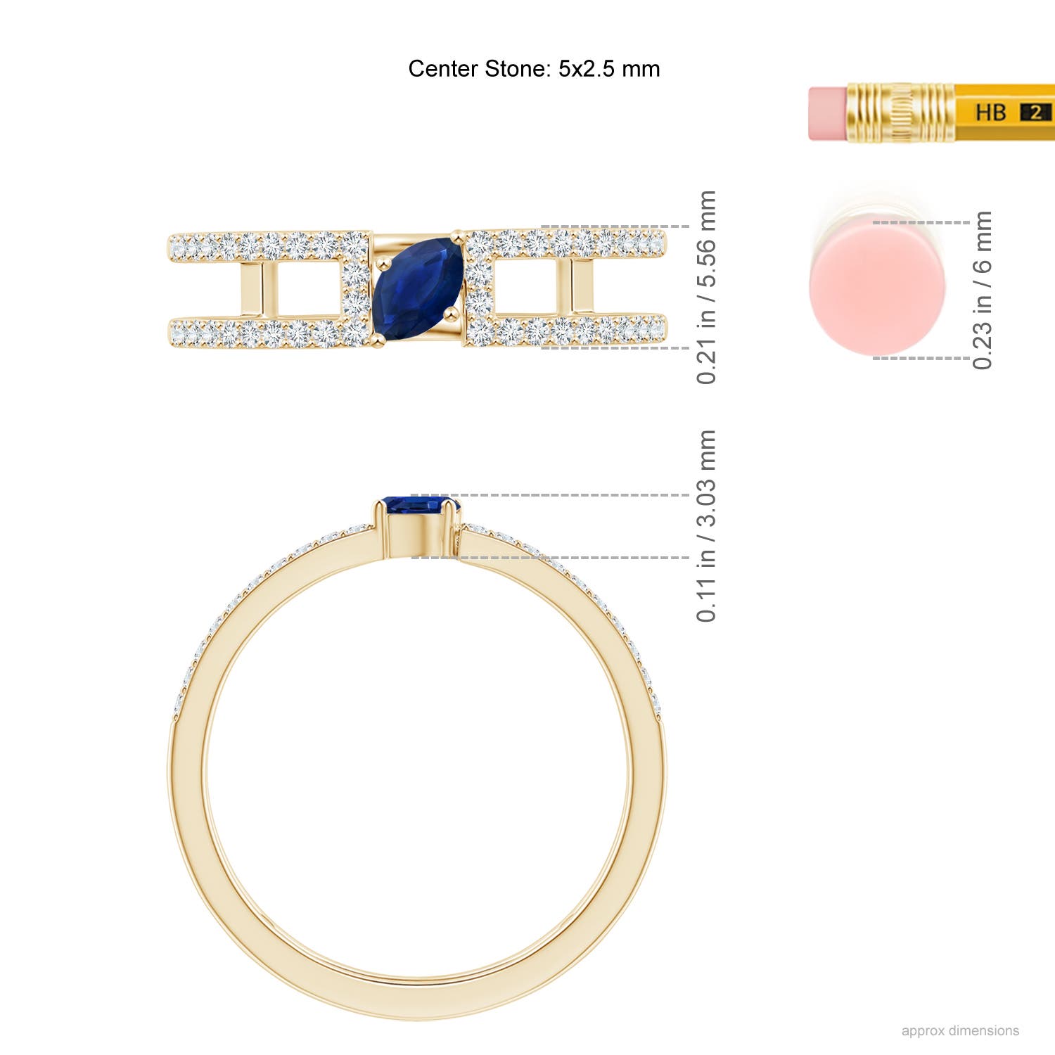 AA - Blue Sapphire / 0.51 CT / 14 KT Yellow Gold