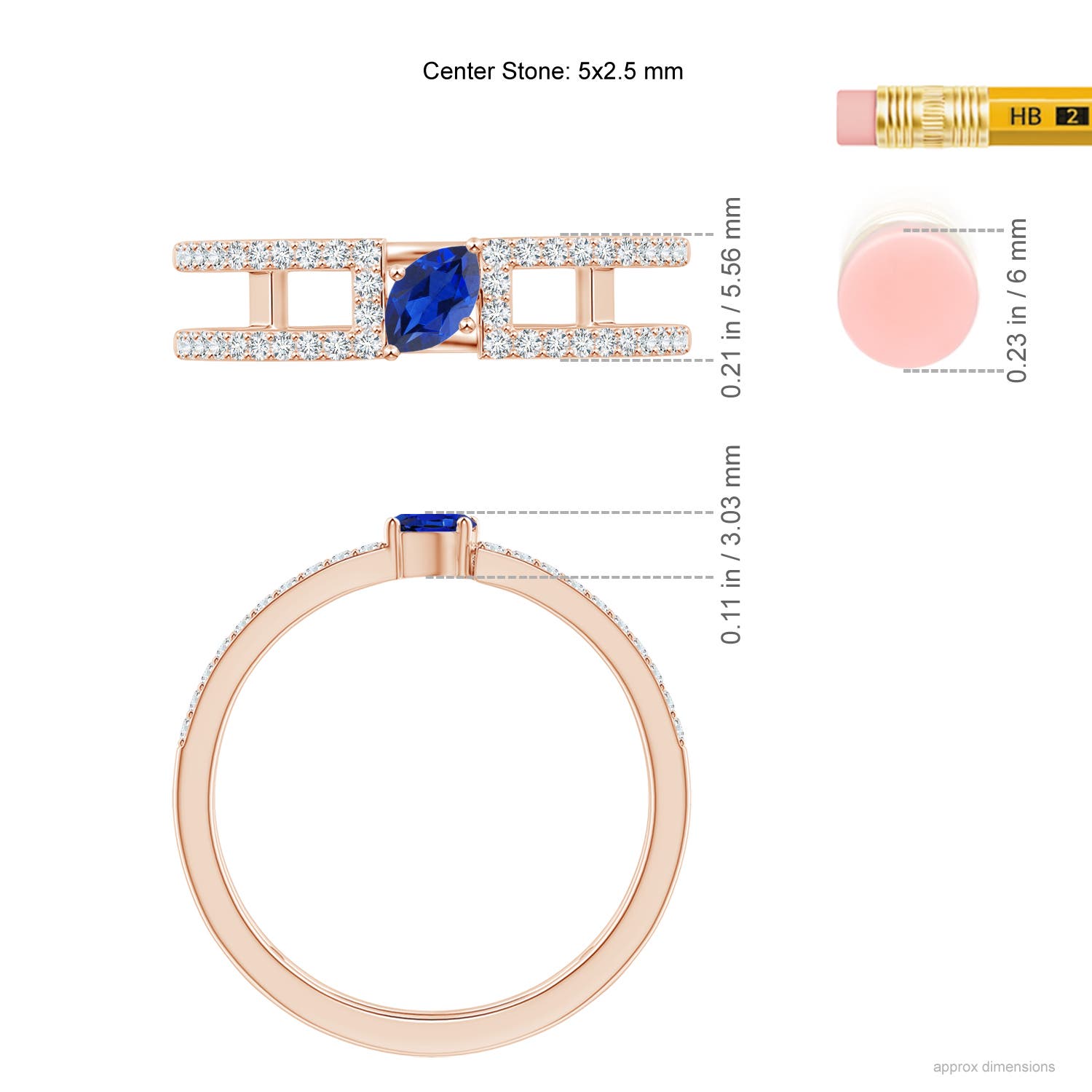 AAA - Blue Sapphire / 0.51 CT / 14 KT Rose Gold