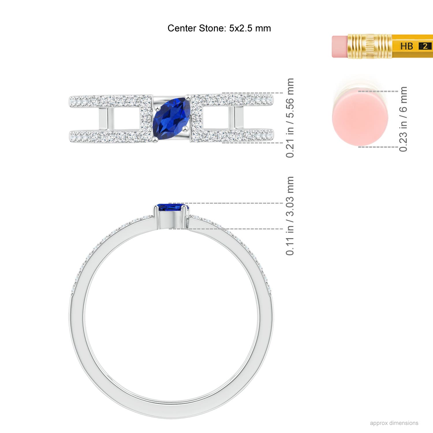 AAA - Blue Sapphire / 0.51 CT / 14 KT White Gold