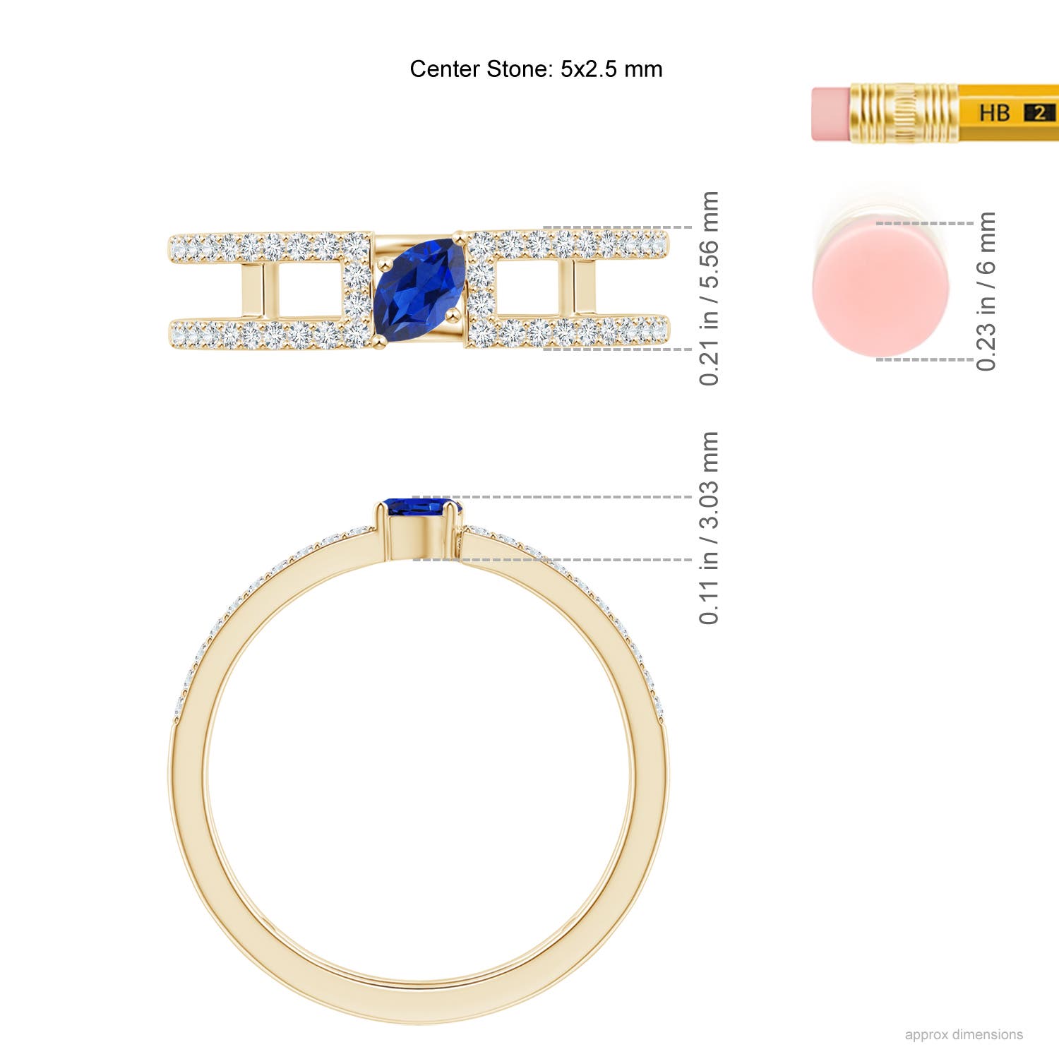 AAA - Blue Sapphire / 0.51 CT / 14 KT Yellow Gold