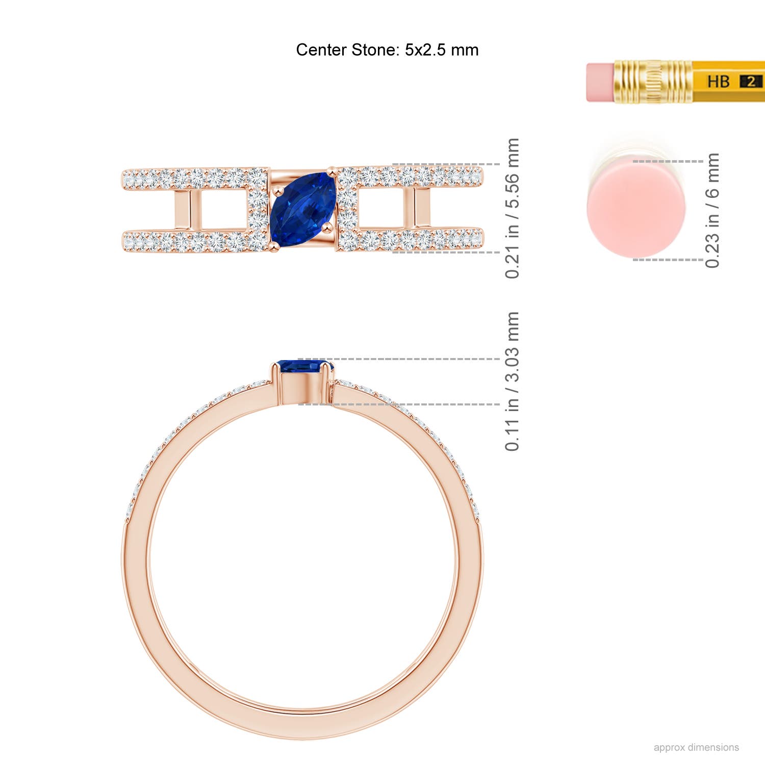 AAAA - Blue Sapphire / 0.51 CT / 14 KT Rose Gold