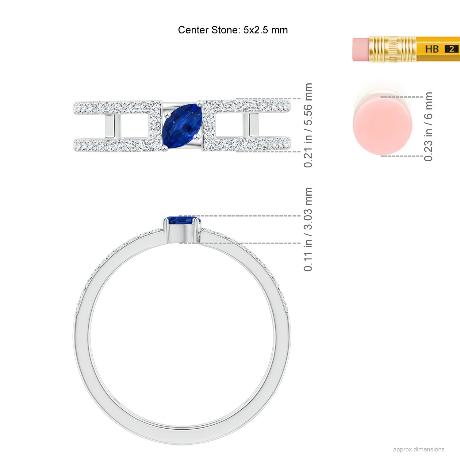 AAAA - Blue Sapphire / 0.51 CT / 14 KT White Gold