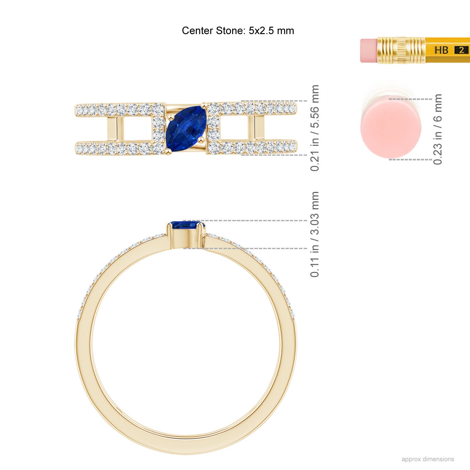 AAAA - Blue Sapphire / 0.51 CT / 14 KT Yellow Gold