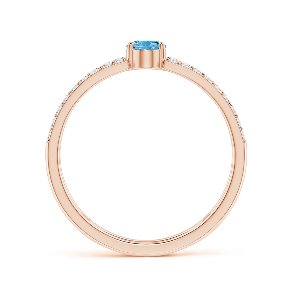 6x4mm AAAA Oval Fancy Intense Blue Diamond Parallel Split Shank Ring with Accents in Rose Gold - side 199