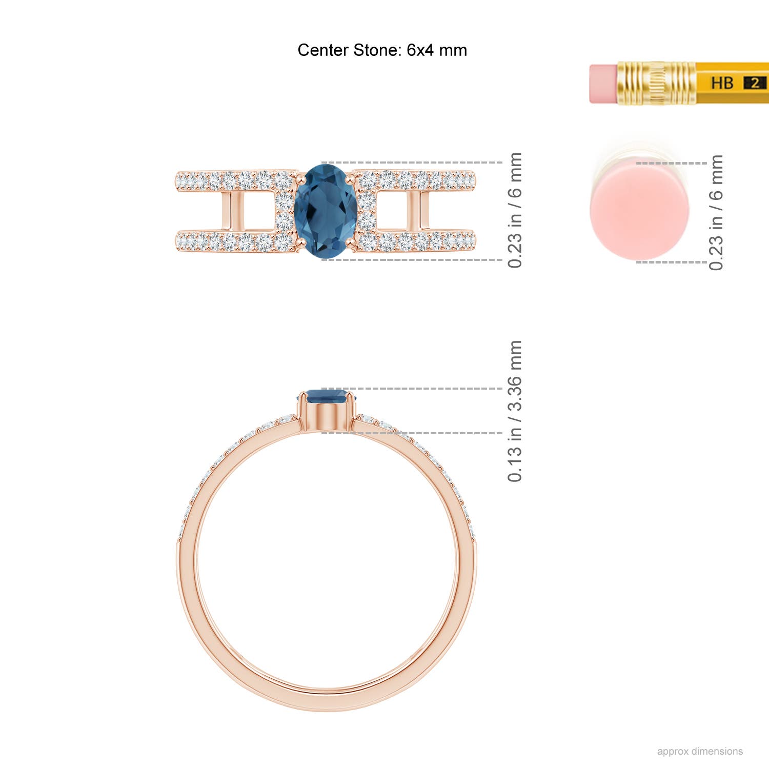 A - London Blue Topaz / 0.86 CT / 14 KT Rose Gold