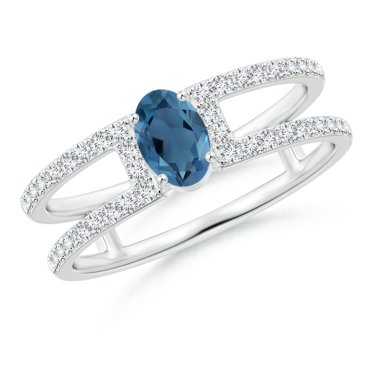 A - London Blue Topaz / 0.86 CT / 14 KT White Gold