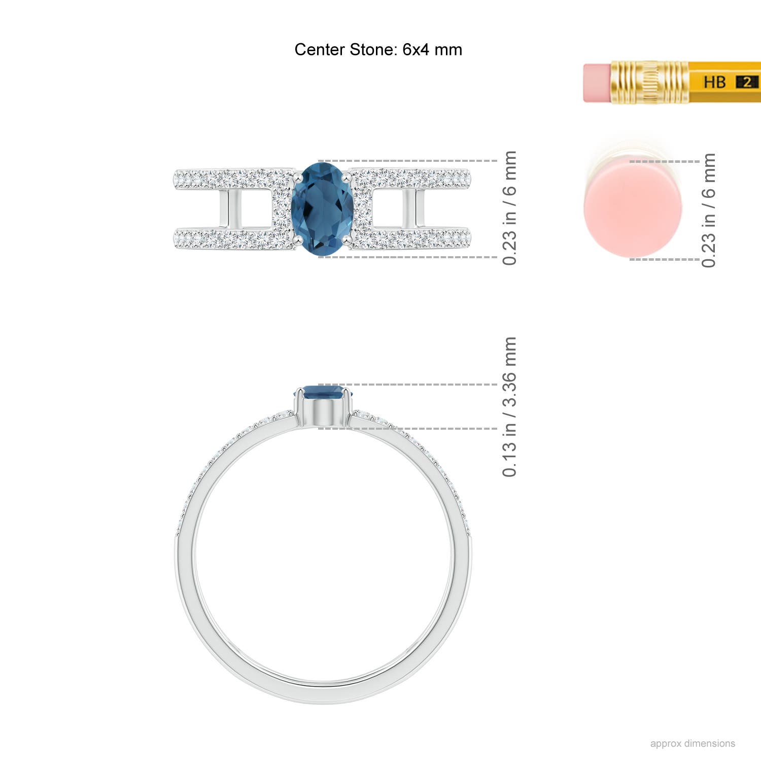 A - London Blue Topaz / 0.86 CT / 14 KT White Gold