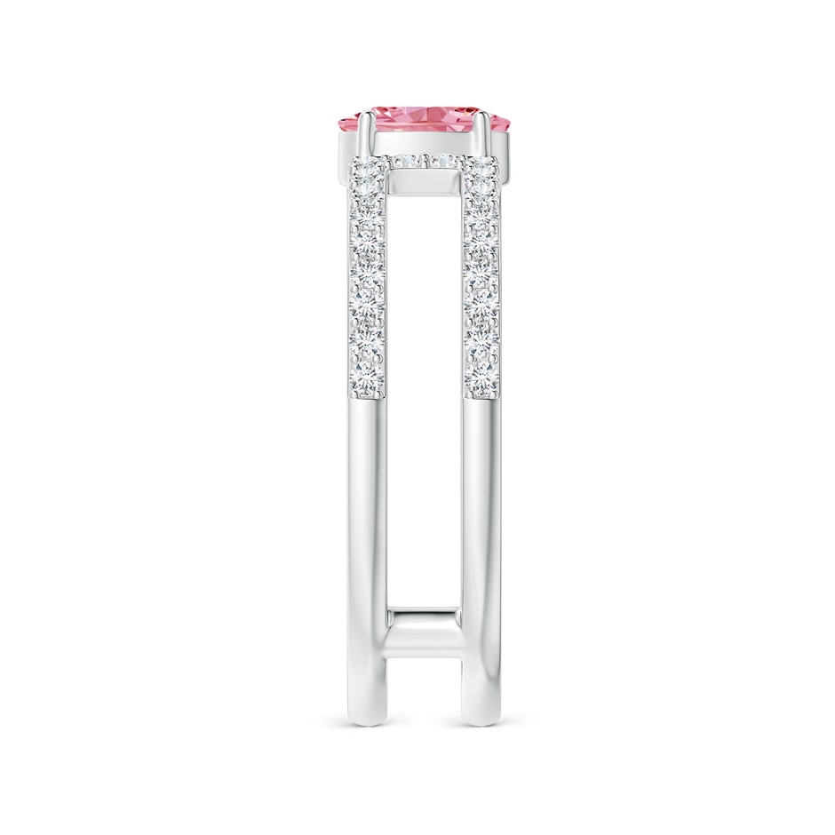 6x4mm AAAA Oval Fancy Intense Pink Diamond Parallel Split Shank Ring with Accents in P950 Platinum side 299