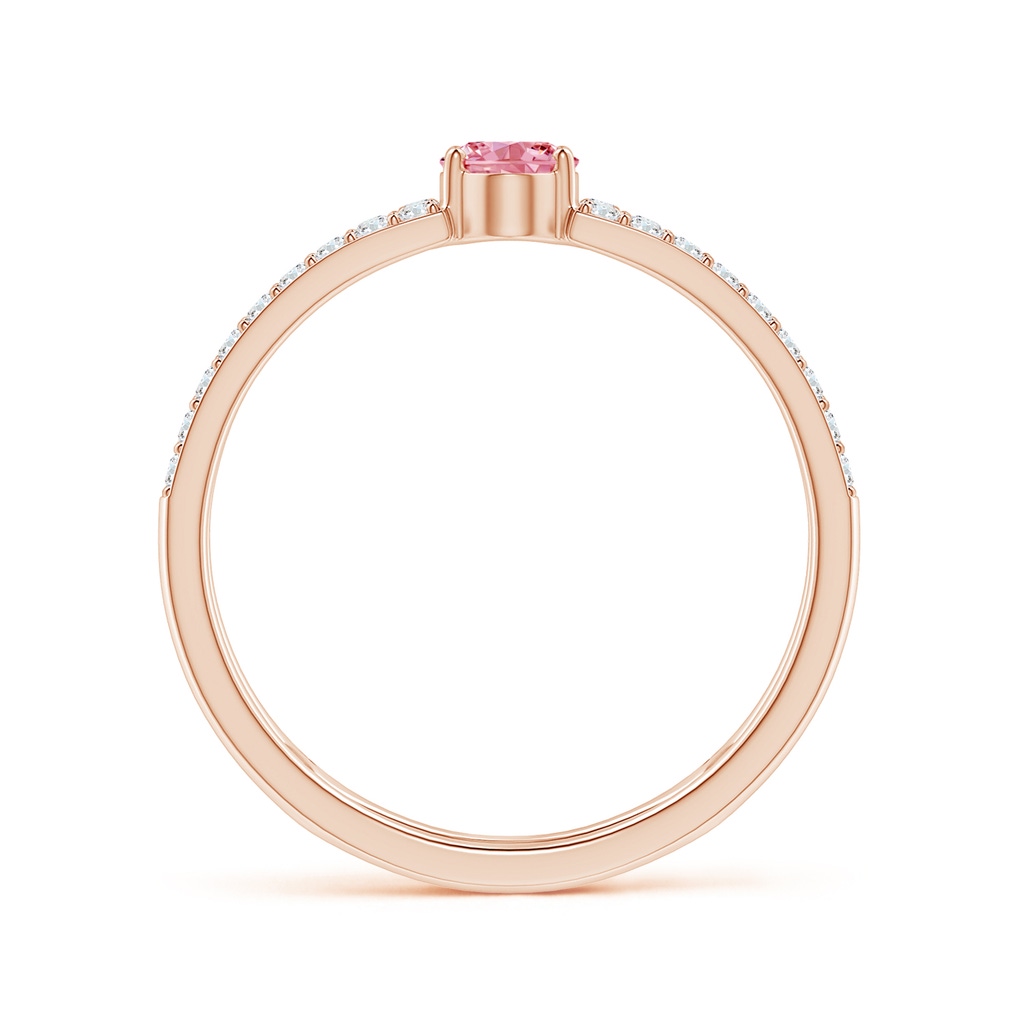 6x4mm AAAA Oval Fancy Intense Pink Diamond Parallel Split Shank Ring with Accents in Rose Gold - side 199