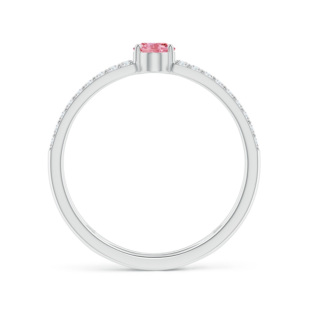 6x4mm AAAA Oval Fancy Intense Pink Diamond Parallel Split Shank Ring with Accents in White Gold - side 199