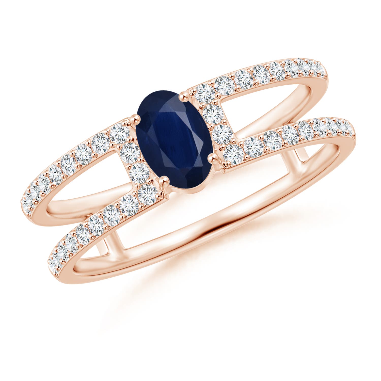 A - Blue Sapphire / 0.92 CT / 14 KT Rose Gold