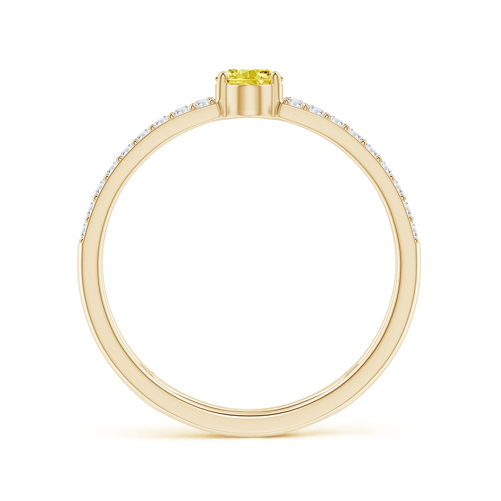 6x4mm AAAA Oval Fancy Intense Yellow Diamond Parallel Split Shank Ring with Accents in Yellow Gold - side 199
