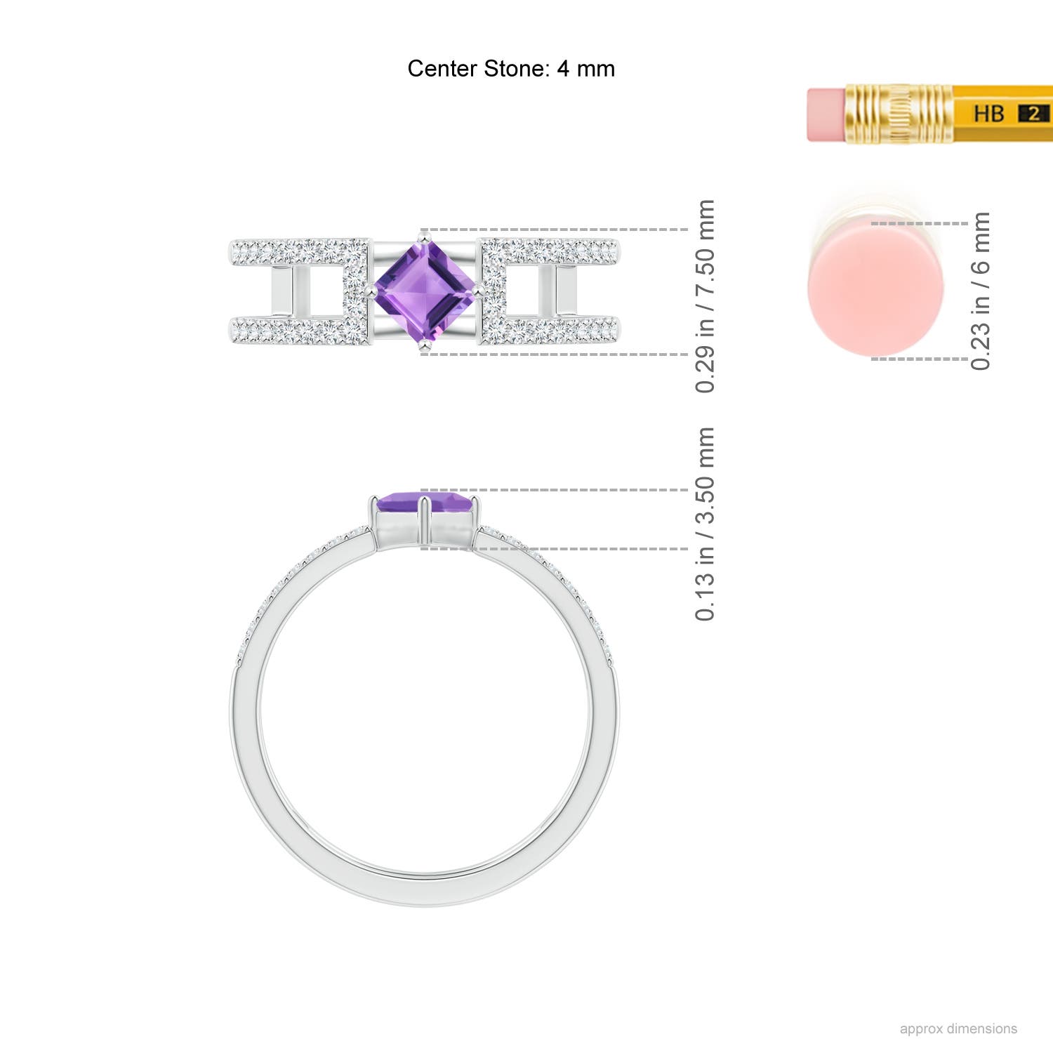 A - Amethyst / 0.58 CT / 14 KT White Gold