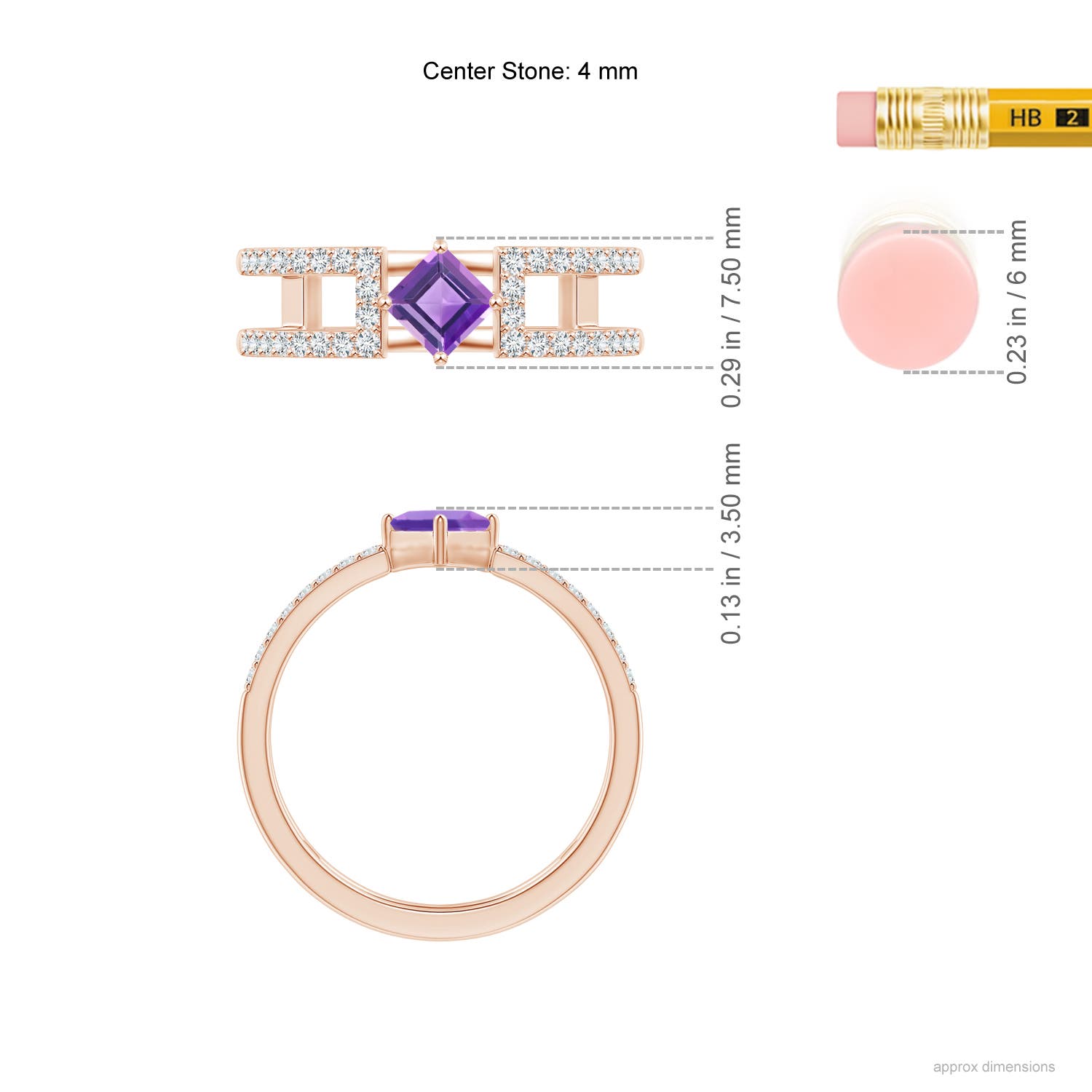 AA - Amethyst / 0.58 CT / 14 KT Rose Gold