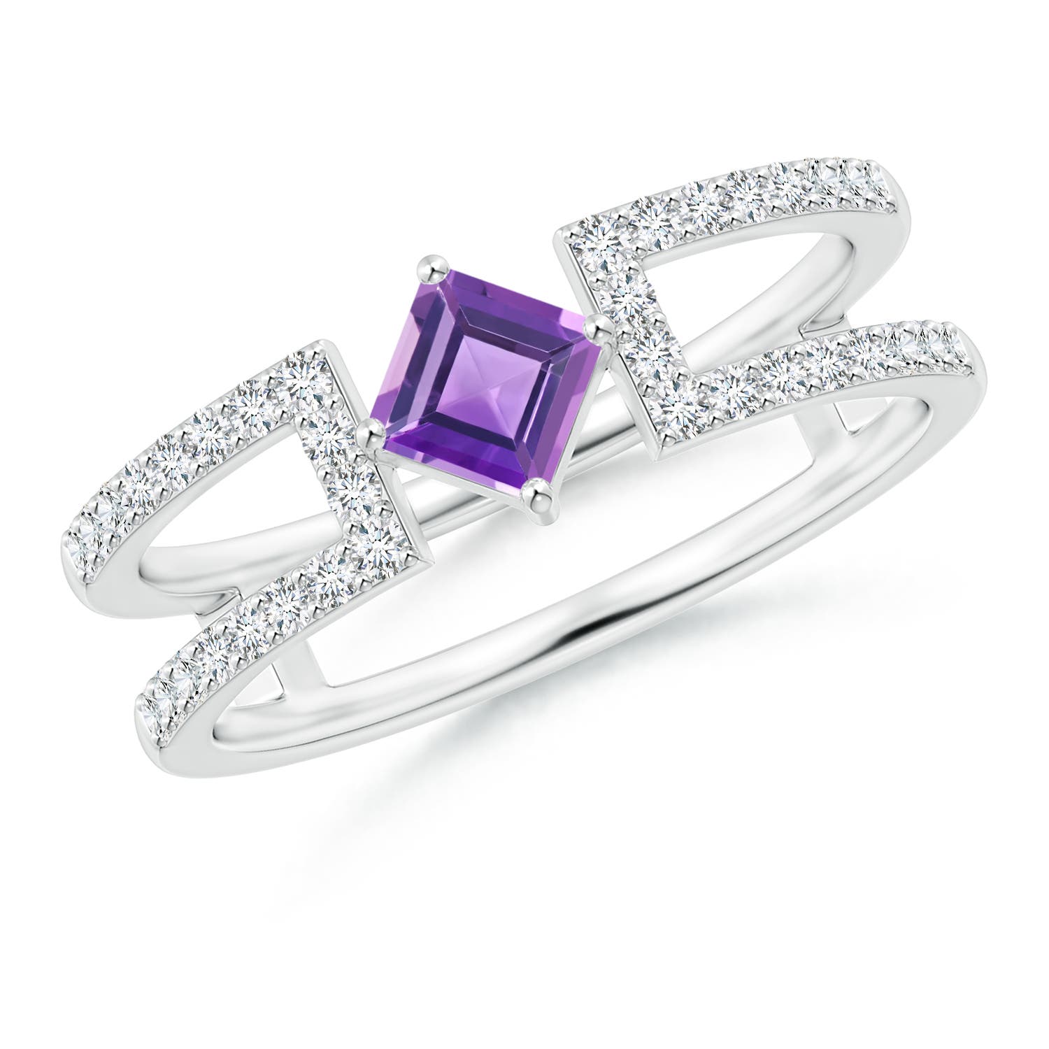 AA - Amethyst / 0.58 CT / 14 KT White Gold