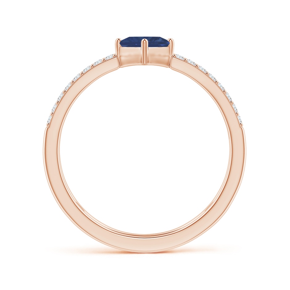 4mm A Square Sapphire Parallel Split Shank Ring with Accents in Rose Gold side-1