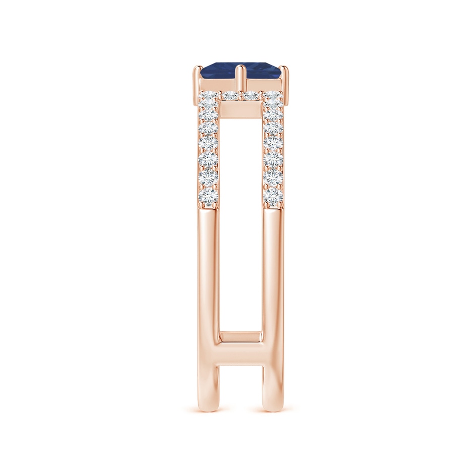 4mm A Square Sapphire Parallel Split Shank Ring with Accents in Rose Gold side-2