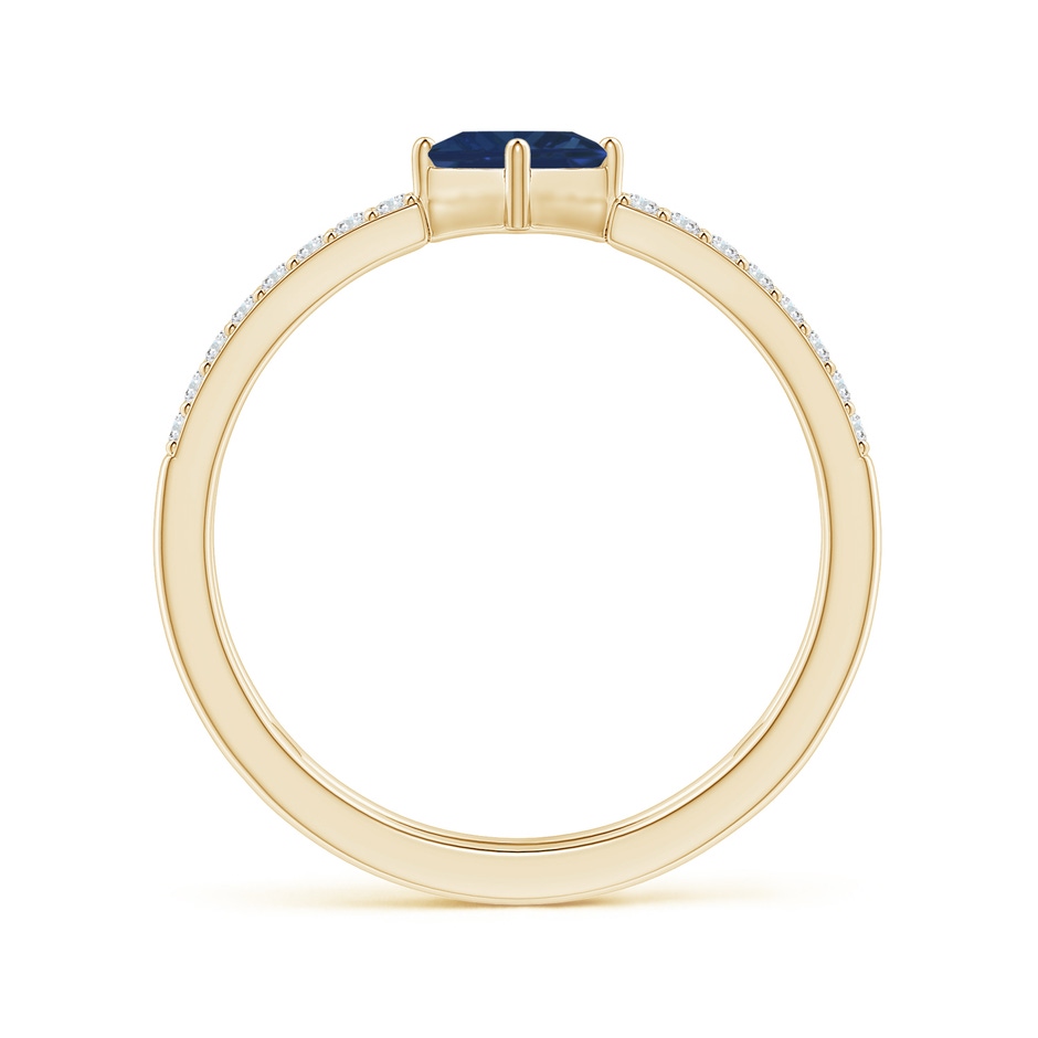 4mm AA Square Sapphire Parallel Split Shank Ring with Accents in Yellow Gold side-1