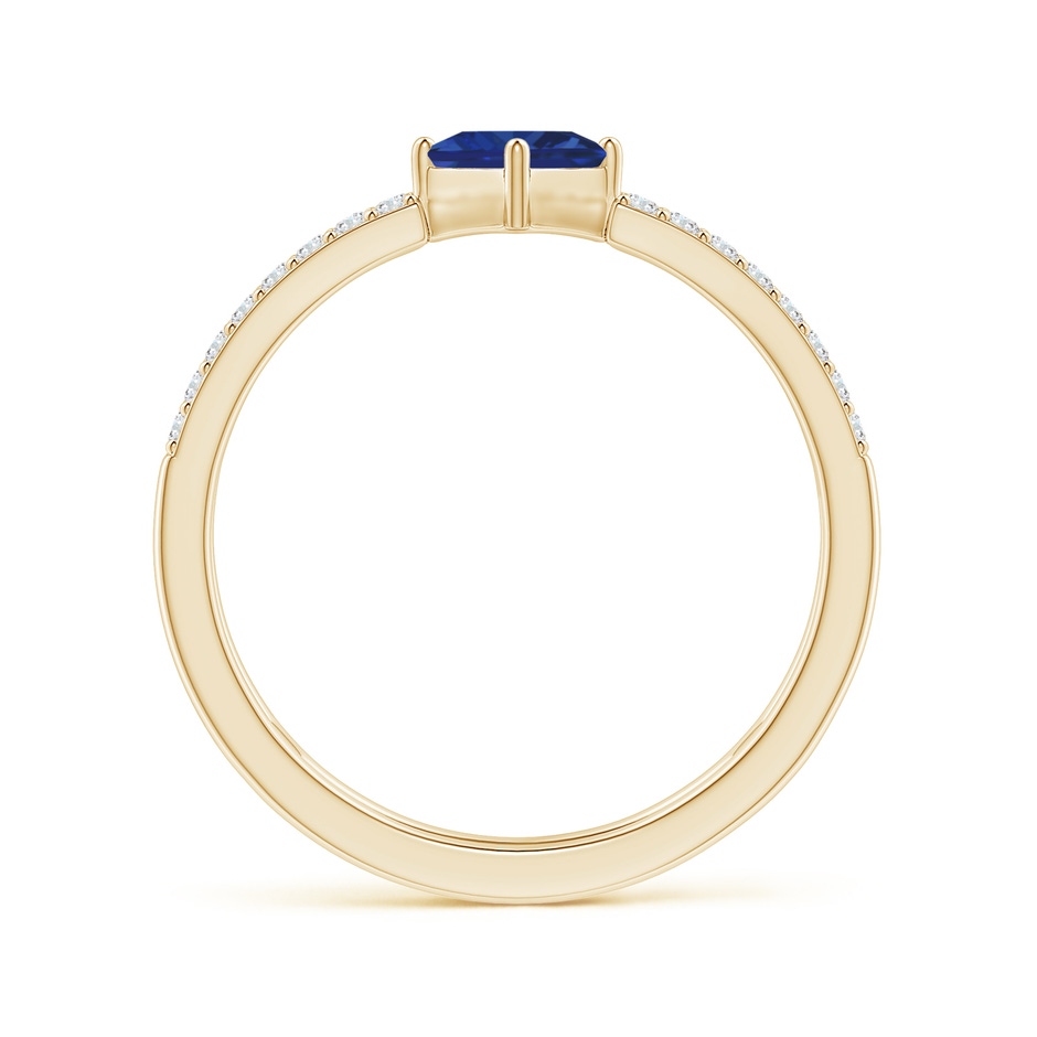 4mm AAA Square Sapphire Parallel Split Shank Ring with Accents in Yellow Gold side-1