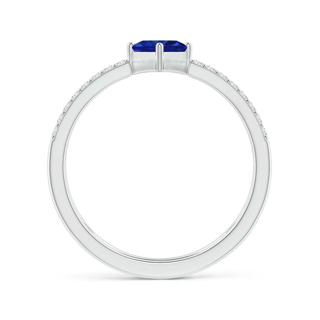 4mm AAAA Square Sapphire Parallel Split Shank Ring with Accents in White Gold - side_1