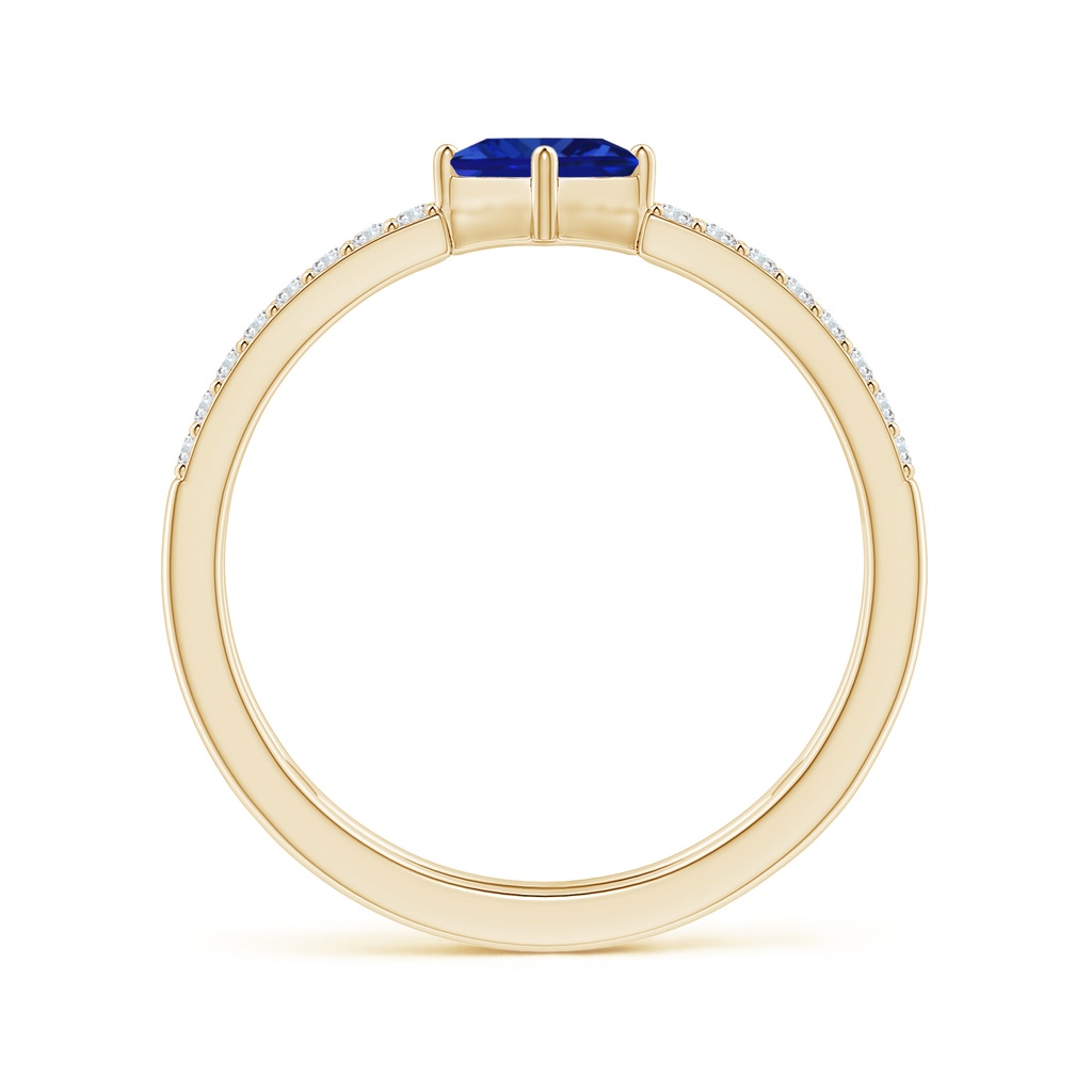 4mm AAAA Square Sapphire Parallel Split Shank Ring with Accents in Yellow Gold - side_1