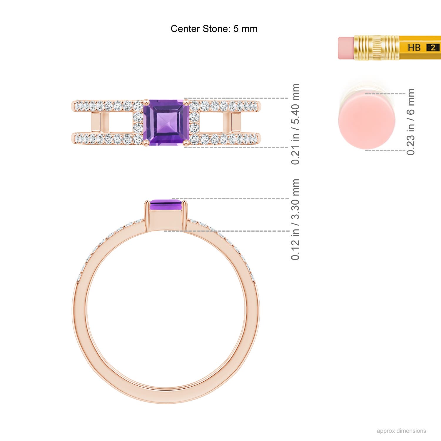 AA - Amethyst / 0.94 CT / 14 KT Rose Gold