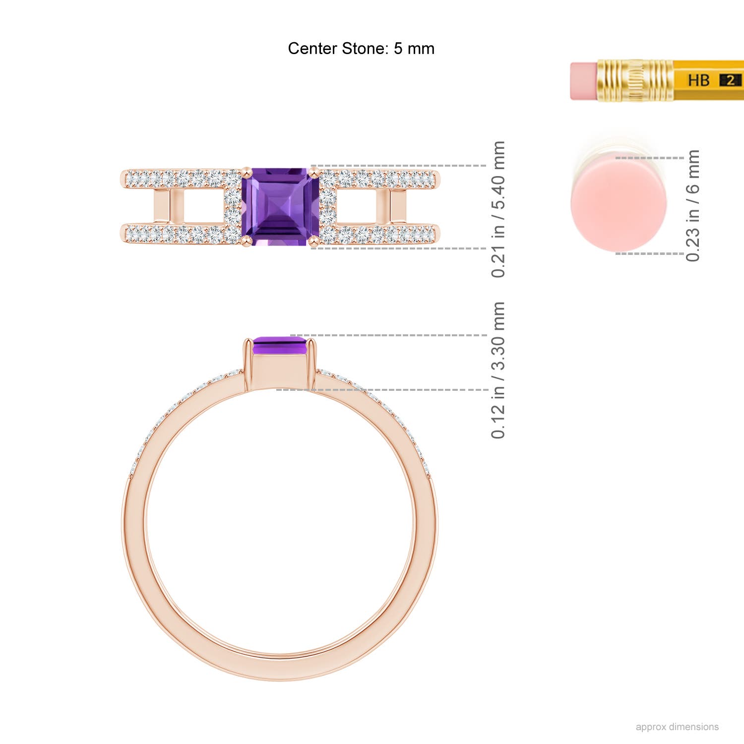 AAA - Amethyst / 0.94 CT / 14 KT Rose Gold