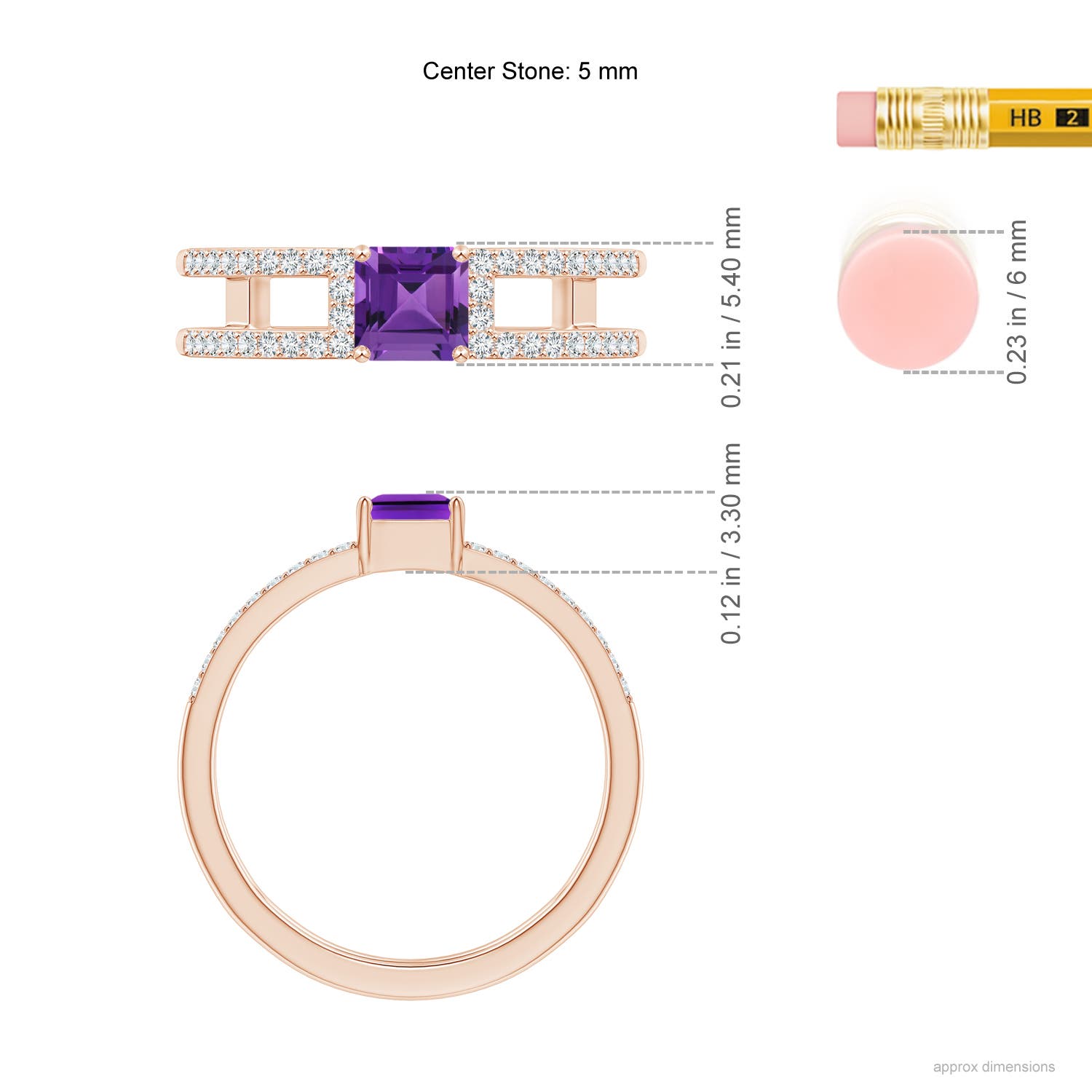 AAAA - Amethyst / 0.94 CT / 14 KT Rose Gold