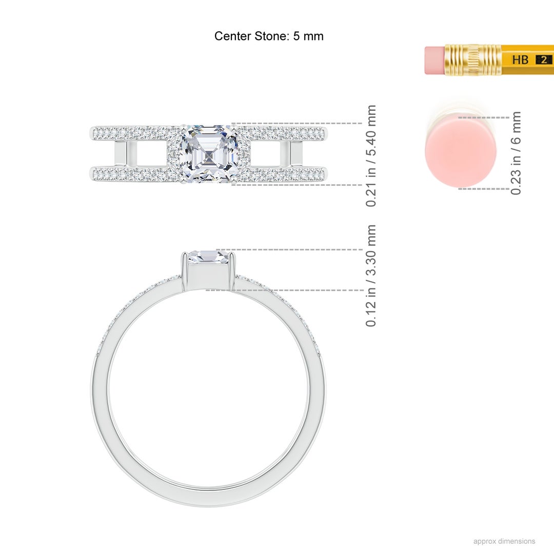 Parallel Rings Diamond Lab-Grown Asscher Diamond Parallel Split Shank Engagement Ring
