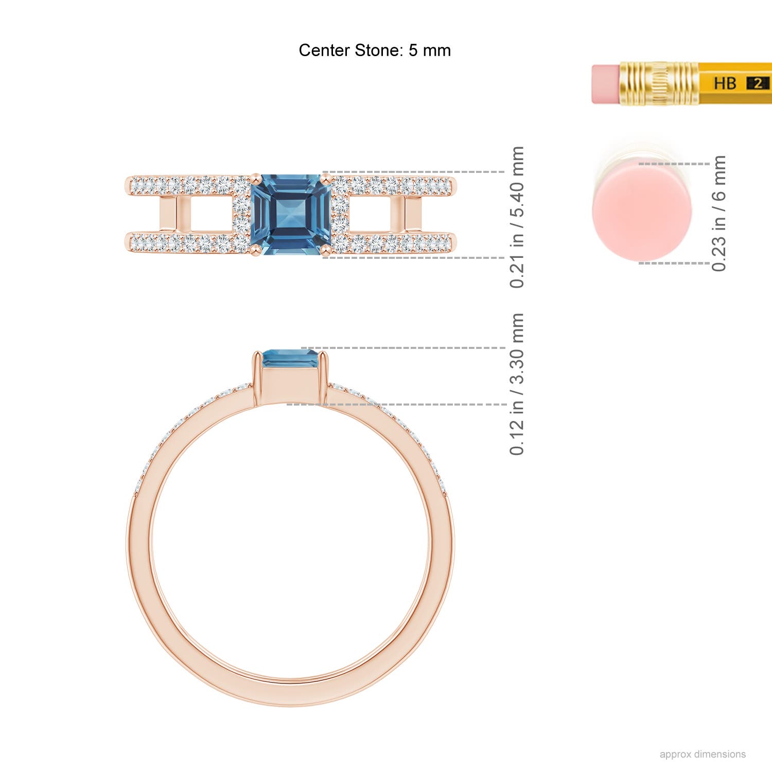 A - London Blue Topaz / 1.04 CT / 14 KT Rose Gold