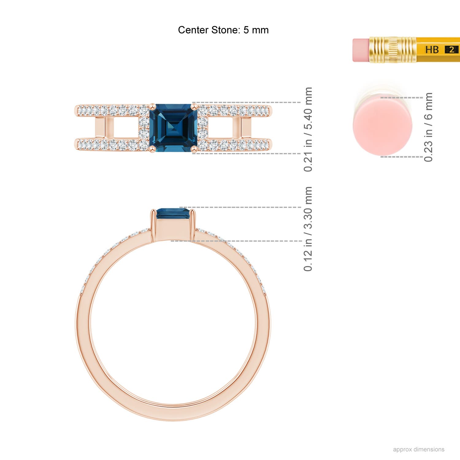 AAA - London Blue Topaz / 1.04 CT / 14 KT Rose Gold