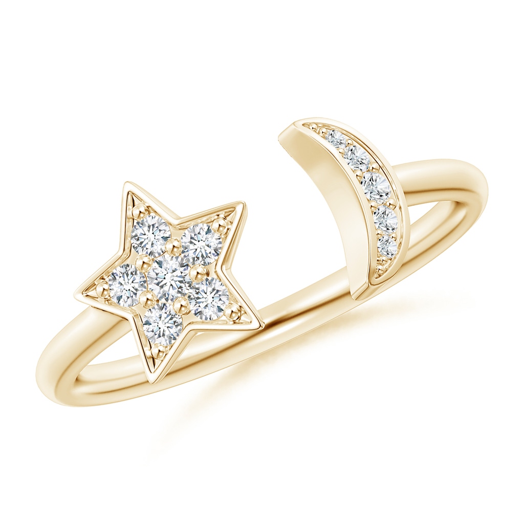 1.95mm GVS2 Pave-Set Diamond Star and Moon Open Ring in Yellow Gold