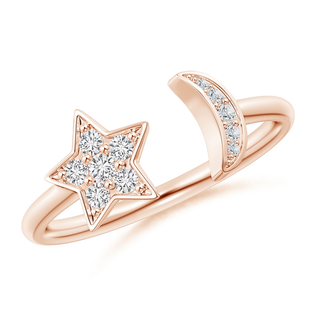 1.95mm HSI2 Pave-Set Diamond Star and Moon Open Ring in Rose Gold