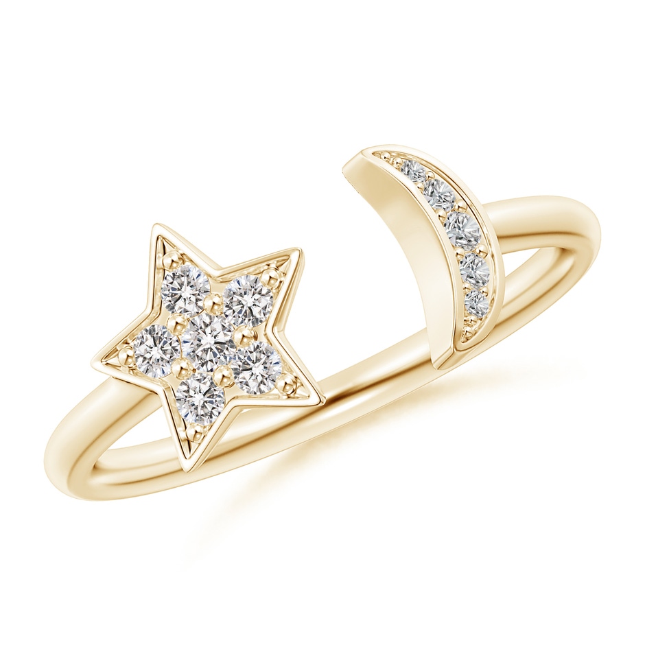1.95mm IJI1I2 Pave-Set Diamond Star and Moon Open Ring in Yellow Gold 