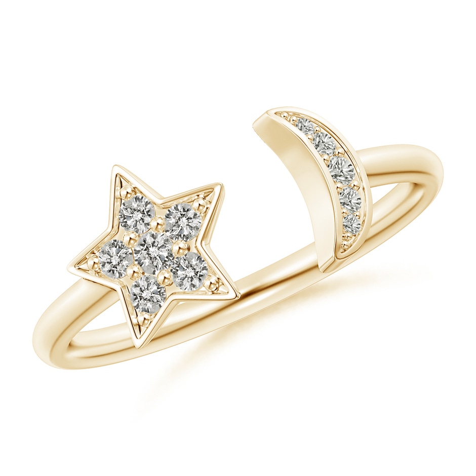 1.95mm KI3 Pave-Set Diamond Star and Moon Open Ring in Yellow Gold 
