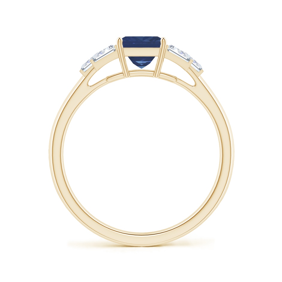 5mm A Square Sapphire & Baguette Diamond Rectangle Link Ring in Yellow Gold side-1