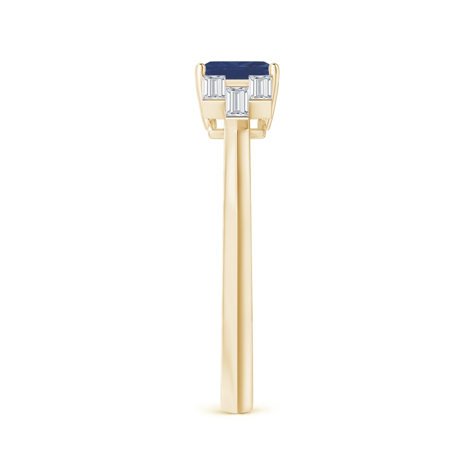 5mm A Square Sapphire & Baguette Diamond Rectangle Link Ring in Yellow Gold side-2