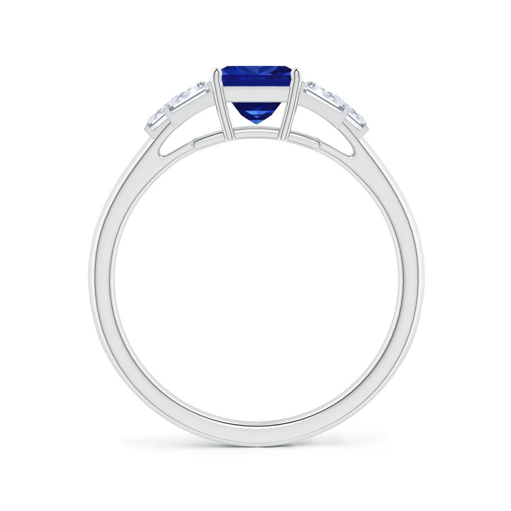 5mm AAAA Square Sapphire & Baguette Diamond Rectangle Link Ring in P950 Platinum - side_1