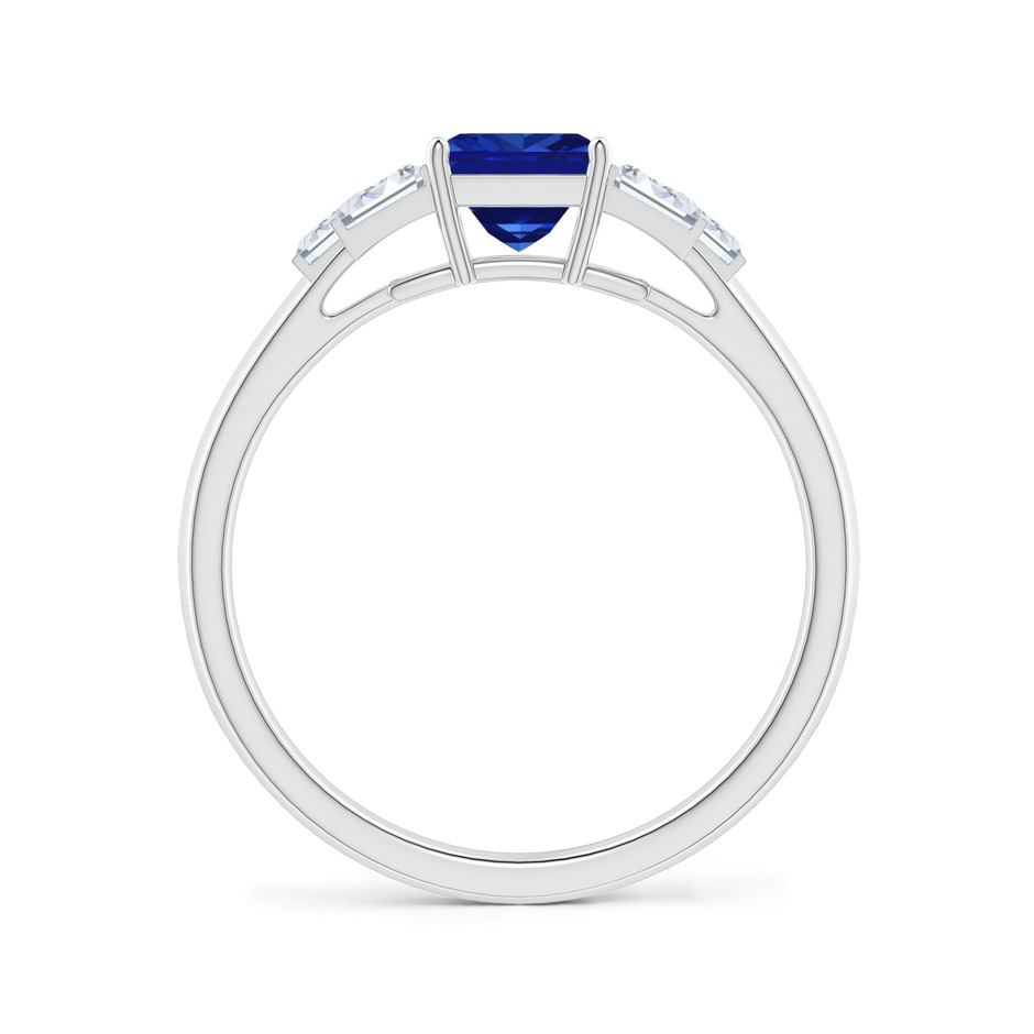 Square Sapphire & Baguette Diamond Rectangle Link Ring
